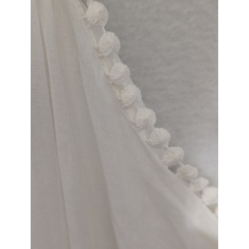 Blue Rain White Eyelet Mini Dress Womens Small Halter Neck Pom Pom Trim Scallop - Picture 4 of 7